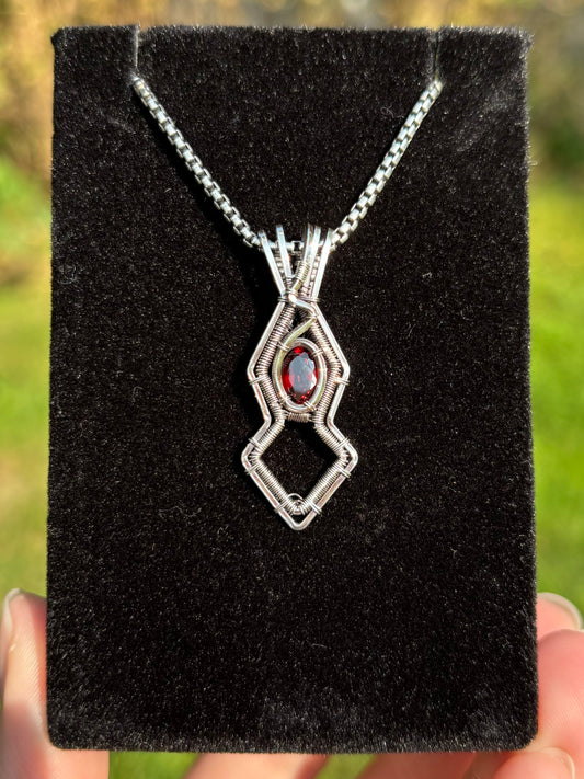 Garnet in Sterling Silver Amulet