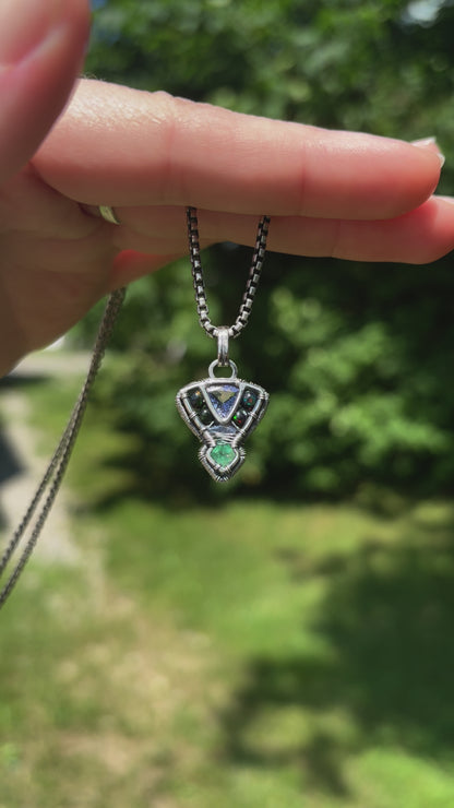 Tanzanite and Emerald Micro Shield